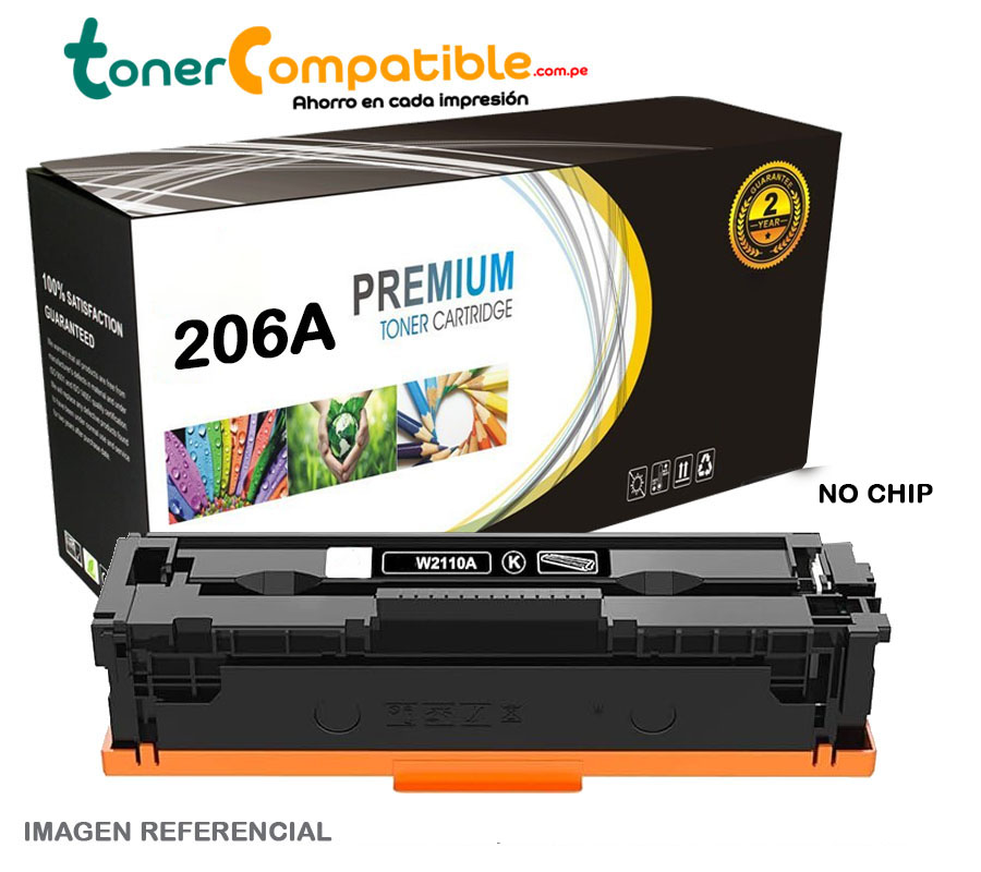 Toner Alternativo 206A HP W2110A Black sin chip Toner HP LaserJet M255dw Cartucho 206A Genérico Sin Chip (W2110A)